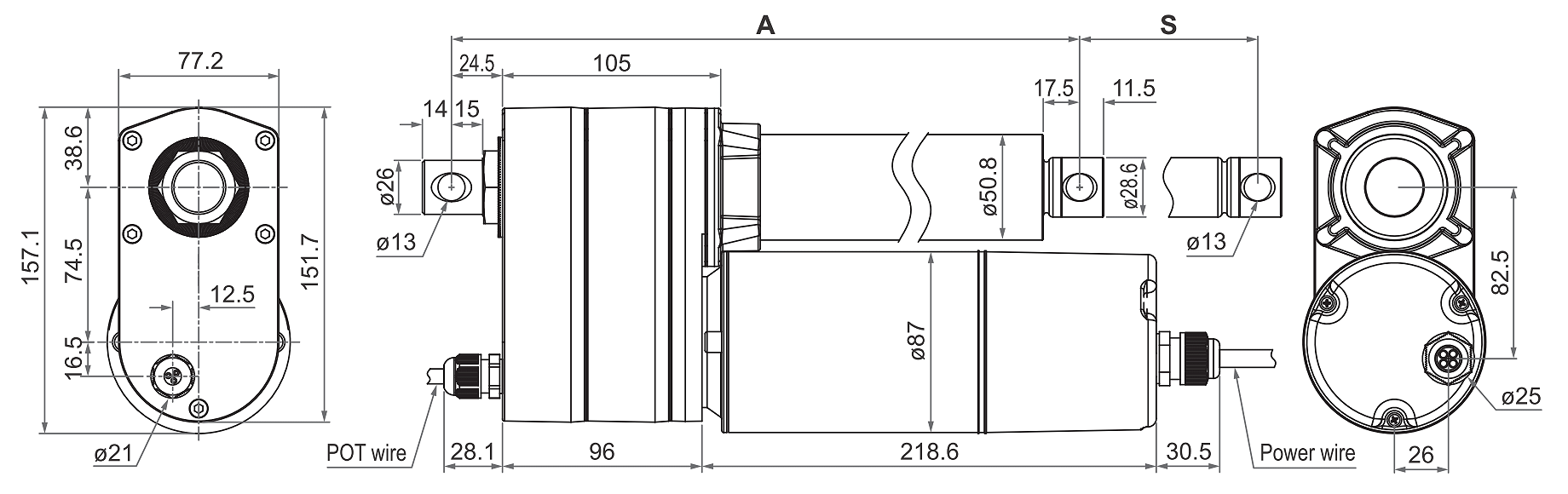 DSZY6-POT Maßbild - Variante mit Potentiometer